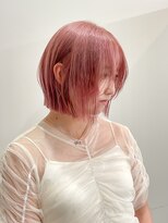 サクラ オモテサンドウ(SAKURA) 切りっぱなしボブ×ピンクベージュ
