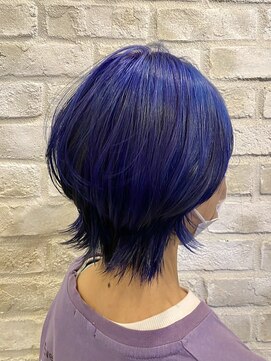 シャル 八王子(shalu) ショートウルフ/Wカラー/ビビットブルー