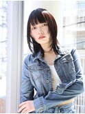 オン眉/ウルフボブ/アッシュブラック/インナーカラー/新百合ヶ丘