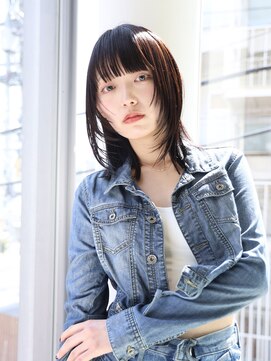 エムスラッシュ 新百合ヶ丘(M.SLASH) オン眉/ウルフボブ/アッシュブラック/インナーカラー/新百合ヶ丘