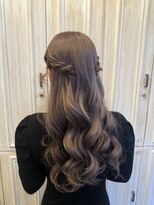 トリコ 梅田茶屋町店(trico) pink greige color × 巻き下ろしハーフアップ