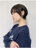 丸みショートシースルーバングくびれボブマッシュショート