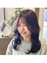 アフェクション 大曽根店&nbsp;ハッシュカット顔周りカットダークブラウンコーラルピンク