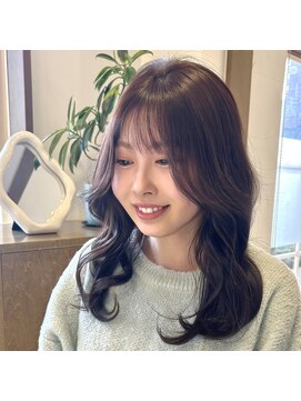 アフェクション 大曽根店 ハッシュカット顔周りカットダークブラウンコーラルピンク