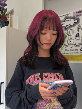 ウーズ ハラジュク(Ooze.HARAJUKU) ハッシュカットグレージュデザインカラーツートーンカラー原宿