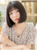 黒髪シースルーバング小顔切りっぱなしボブh3北浦和20代30代40代