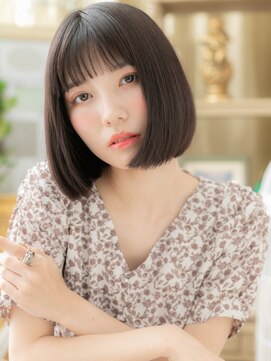 カバーヘア ブリス 北浦和(COVER HAIR bliss) 黒髪シースルーバング小顔切りっぱなしボブh3北浦和20代30代40代