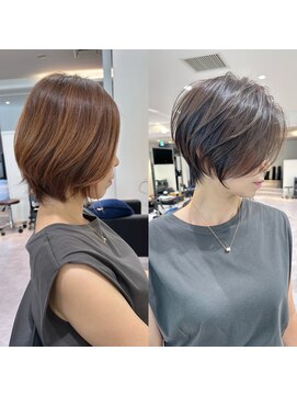 バンプ ギンザ(BUMP GINZA) 30代、40代/丸みくびれショートボブ×白髪染めハイライト/大宮
