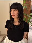 ミディアムレイヤー フェミニンロング 大人ガーリー 銀座 バング