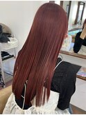 ブリーチなしダブルカラー/ブラウンレッド/ストレートロング