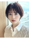 ｛岩田莉奈｝うる艶カラー30代40代50代丸みショートひし形新宿