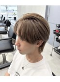 韓流マッシュウルフ　グレージュ　Wカラー　ブリーチ