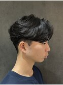 メンズセンターパートウルフセンターパートニュアンスパーマ襟足