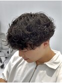 大分つよめシャドウパーマメンズカット刈り上げラウンドマッシュ