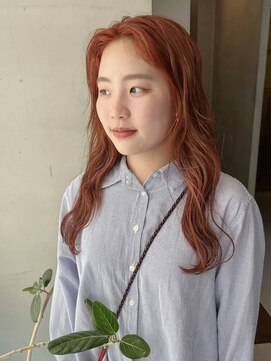 ヘアー アイス ルーチェ(HAIR ICI LUCE) ブリーチなしダブルカラーオレンジ コーラルオレンジ 落合