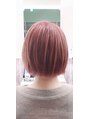 ヘアーアイラッシュ リリーファイン(hair eyelash Liry Fine) Wカラーで柔らかいピンクヘアにパッツンボブとの相性◎要相談