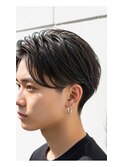 越谷/ナチュラルアップバング×ツーブロック/波巻きスパイラル