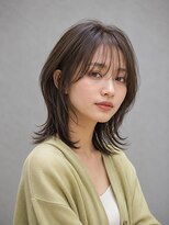 トリニティ(trinity)&nbsp;髪質改善カラー グレージュ ミディアム ウルフ レイヤーカット