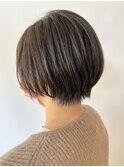 丸みショート/ショート/アッシュ/透け感/くびれショート