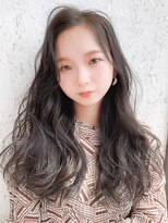 ウィズ 美容室 茂原店(Wiz)&nbsp;ダークアッシュセミロング×かきあげバング