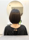 ボブ　ショート　縮毛矯正　髪質改善　ストレート　ブラウン