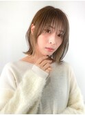 TLUUS前髪パーマグレーベージュレイヤーロングアッシュカラー