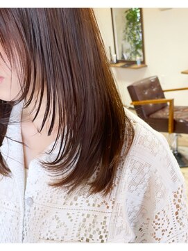 リュンヌ 門前仲町(lune) ロングレイヤー切りっぱなしボブハイライトベージュカラー