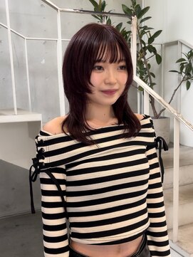 アクアオモテサンドウ(ACQUA omotesando) △ミディアムウルフカットレイヤーカットピンクブラウン