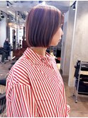 ミニウルフチェリーブラウンブリーチなしショートボブ前髪/柏柏