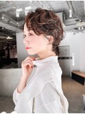 ショートおくれ毛韓国ヘア前髪カット_F20524