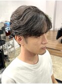フェザーパーマ/センターパート/ニュアンスパーマ/ツーブロック