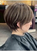xカット//ホワイトグレージュ/レイヤーカット/チェリーブラウン
