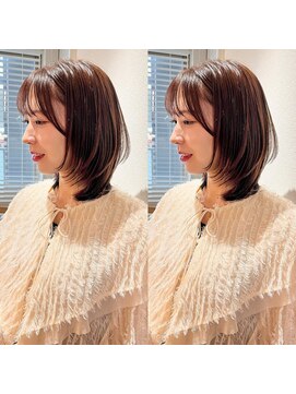 ロンドプロフィール 浦和(Lond profil) 顔まわりレイヤー外ハネ韓国風ヘア髪質改善浦和ボブ