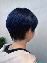 トオ(TOH) ブルーブラックネイビーハンサムショートダブルカラー