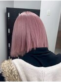 17848ダスティピンクローズブラウンハッシュボブシャギーカット