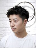 王道アップバング!刈り上げビジネスショート/カジュアル黒髪