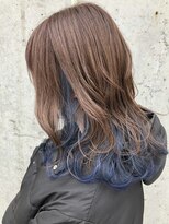 レーヴ(Reve)&nbsp;ブルー×インナーカラー×セミロング【レーヴ】