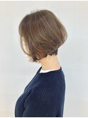 大人かわいい★前下がりボブ オリーブベージュ 透明感 丸み
