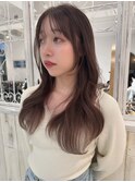 ピンクブラウン/レイヤーカット/顔まわりカット/韓国ヘア