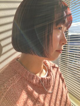 ハル 泉中央(hal) ボブ/チェリーブラウン/切りっぱなしhal泉中央