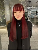 ピークアブー 銀座並木通り(PEEK-A-BOO) ぱっつんロング/レッドカラー/赤髪/ブリーチなし/高発色