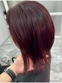 レイヤーカット/ワインレッド/ボルドーカラー/ブリーチなし