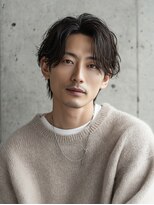 カットもパーマもイケメンパラダイス Men's天王寺 シースルーセンターパートストレートセンターパート