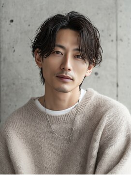 カットもパーマもイケメンパラダイス Men's天王寺 シースルーセンターパートストレートセンターパート