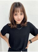 春の小顔◎外ハネミディアム×ウォームベージュ