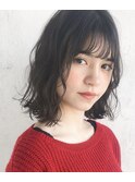 ダークグレージュ  切りっぱなしミディアム