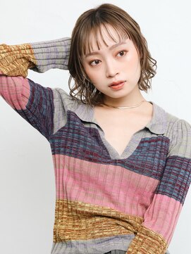 オンク 新宿(onk) 黒髪/グレーベージュ/レイヤーロング/前髪パーマ[新宿駅]