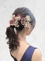 ブルー(BLUE) ヘアセット ポニーテール 結婚式お呼ばれ 【mt___213r】