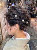 訪問着アレンジ/癖を活かしたルーズシニヨン