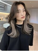 韓国ヘアーハッシュカットレイヤーカットグレージュブリーチ無し